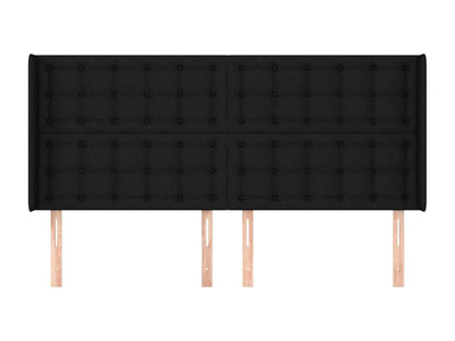 Tête de lit avec oreilles Noir 203x16x118/128 cm Tissu