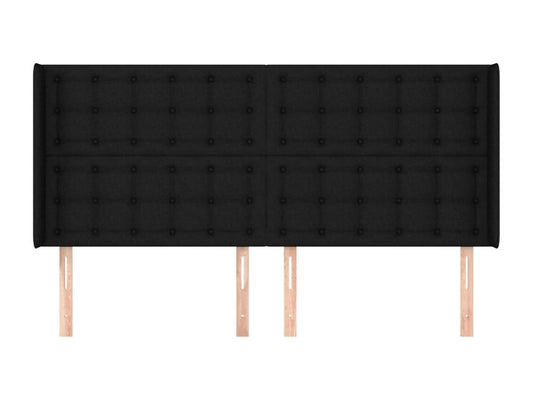 Tête de lit avec oreilles Noir 203x16x118/128 cm Tissu