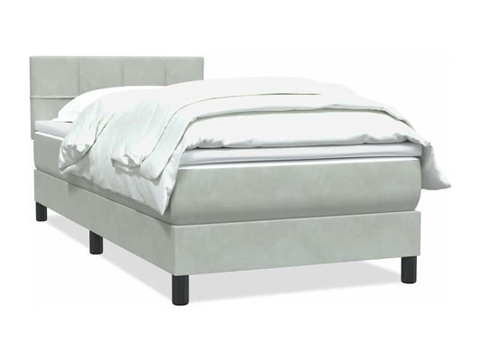 Sommier à Meublita de lit et matelas gris clair 80x210 cm velours