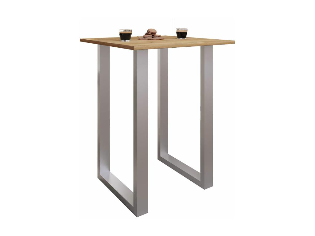 Vertchez Premium bois alu table de bar table haute table de bistrot table de bar Xona 80x50 cm argent / chêne miel