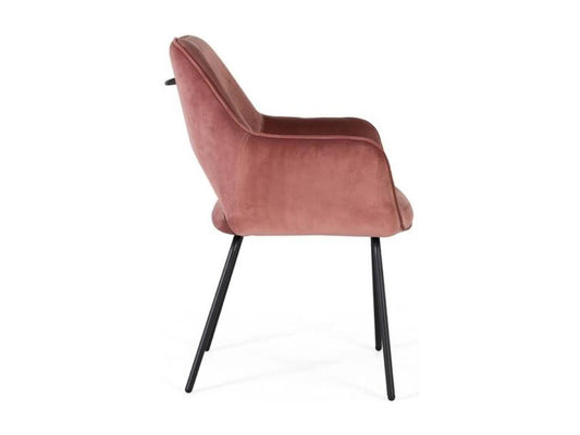 Lot de 2 Chaises Bois Fer Velours Rose 60x65x89cm - Vertchez
