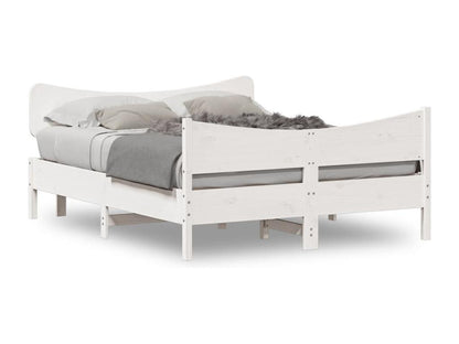 Cadre de lit avec tête de lit blanc 150x200 cm bois pin massif