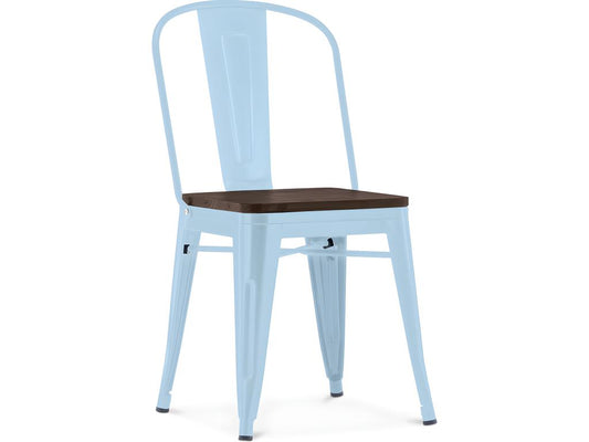 Chaise de salle à manger - Design Industriel - Bois et Acier - Vertchez Bleu clair