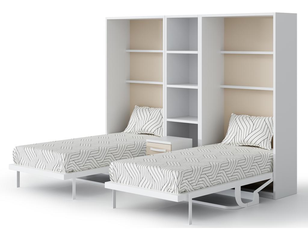 Lit escamotable vertical 140x190 avec bureau Studante-Façade Chêne gris