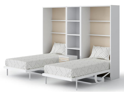 Lit escamotable vertical 140x190 avec bureau Studante-Façade Chêne gris