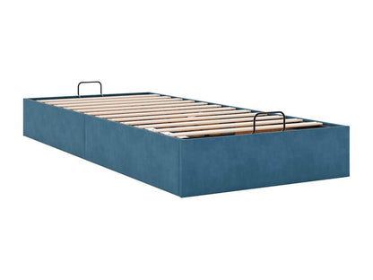 Cadre de lit ottoman sans matelas bleu foncé 90x200 cm velours