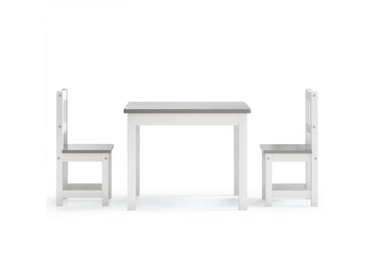 Ensemble de table et chaises enfants 3 pcs Blanc et gris MDF