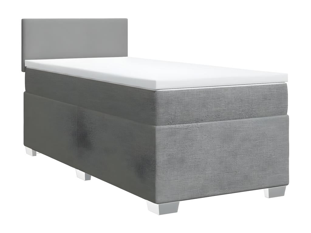 Sommier à Vertchez de lit avec matelas gris clair 80x200 cm tissu