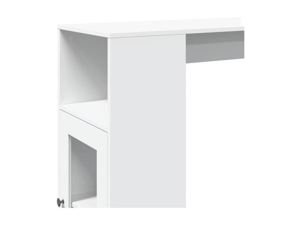 Table de bar avec étagères blanc bois d'ingénierie