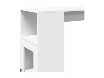Table de bar avec étagères blanc bois d'ingénierie