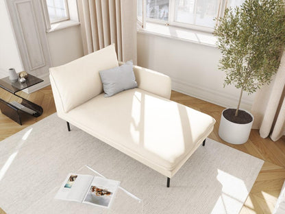 Vertchez - Méridienne droite Vertchez en velours beige clair - 170x110x95cm