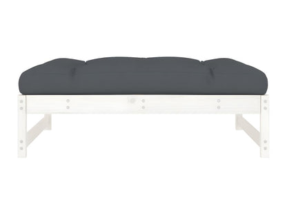 Repose-pied de jardin 120x80 cm blanc bois de pin massif