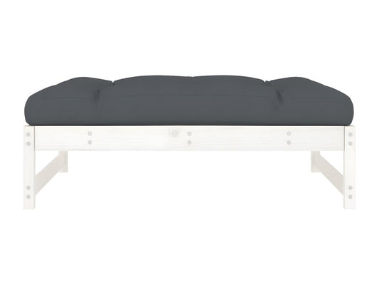 Repose-pied de jardin 120x80 cm blanc bois de pin massif