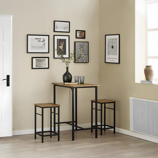 Vertchez OGT10-PF Lot Table et 2 Tabourets Ensemble Table de Bar Bistrot 2 Chaises de Bar avec Repose-Pieds Table Haute Cuisine