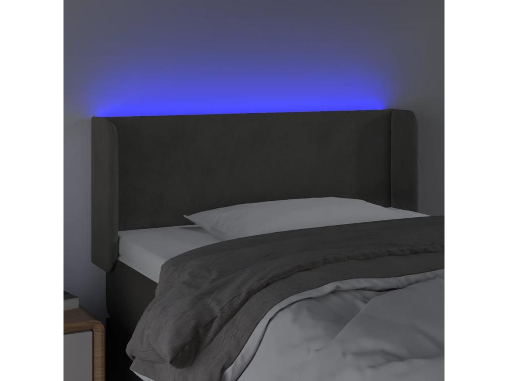 Tête de lit à LED Gris foncé 103x16x78/88 cm Velours