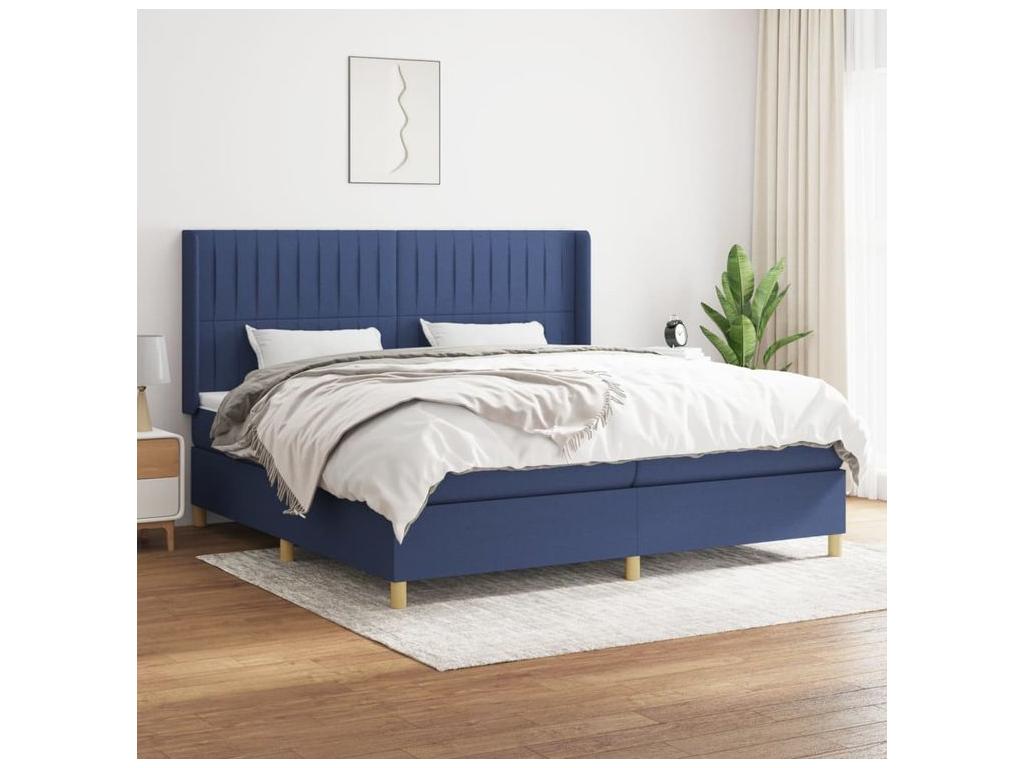 Sommier à Meublita de lit avec matelas Bleu 200x200 Tissu