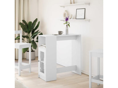 Table de bar avec étagères blanc bois d'ingénierie
