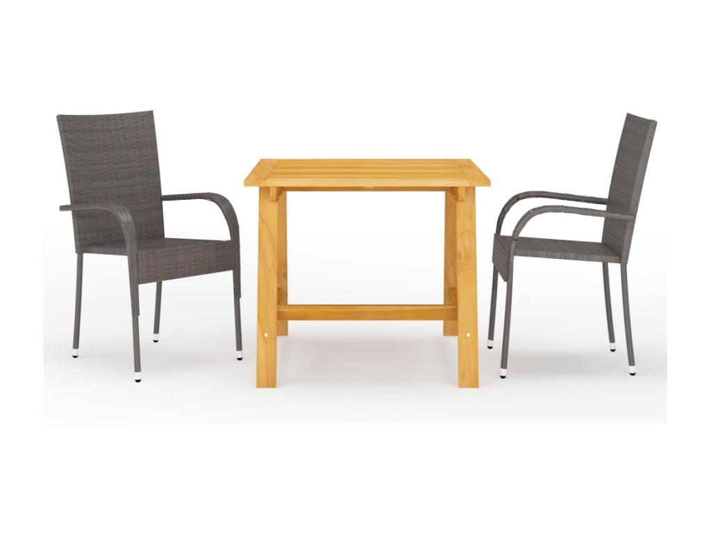 Ensemble à manger de jardin 3 pcs Marron