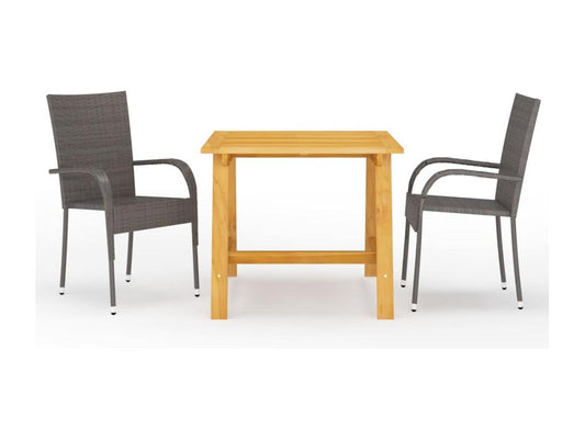 Ensemble à manger de jardin 3 pcs Marron