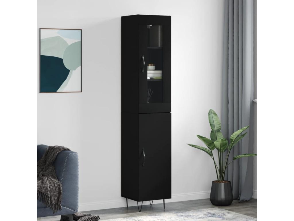 Buffet haut Noir 34,5x34x180 cm Bois d'ingénierie