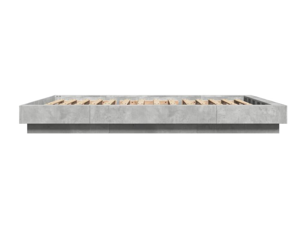 Cadre de lit et Vertchezères LED sans matelas gris béton 140x190 cm