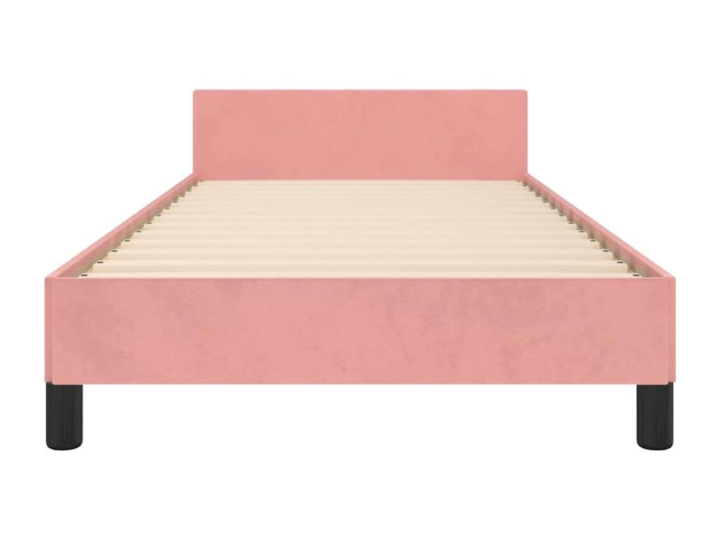 Cadre de lit et tête de lit sans matelas rose 80x200 cm velours
