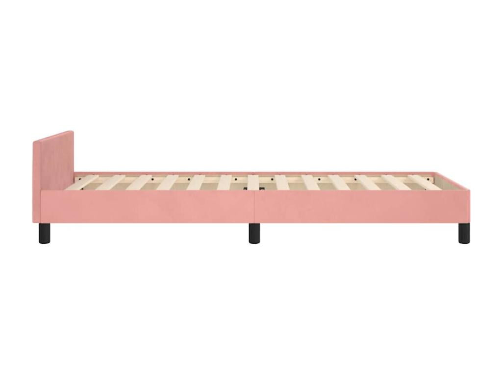 Cadre de lit et tête de lit sans matelas rose 80x200 cm velours