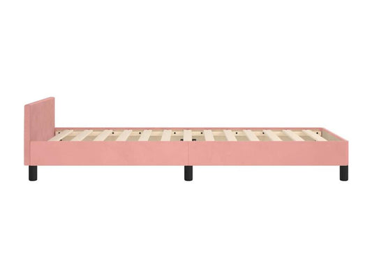 Cadre de lit et tête de lit sans matelas rose 80x200 cm velours