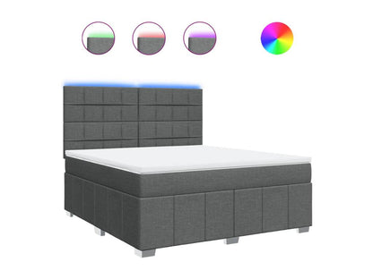 Sommier à Vertchez de lit avec matelas Gris foncé 180x200cm Tissu