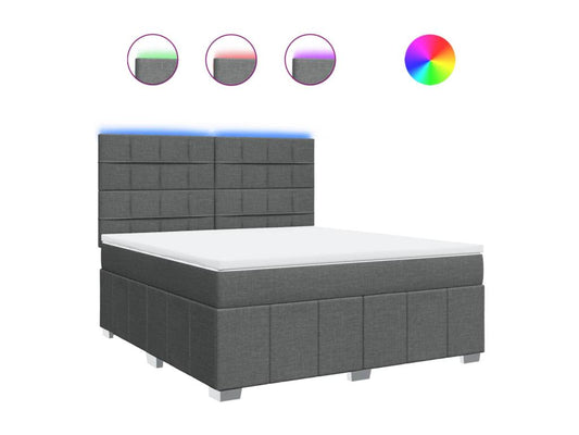 Sommier à Vertchez de lit avec matelas Gris foncé 180x200cm Tissu