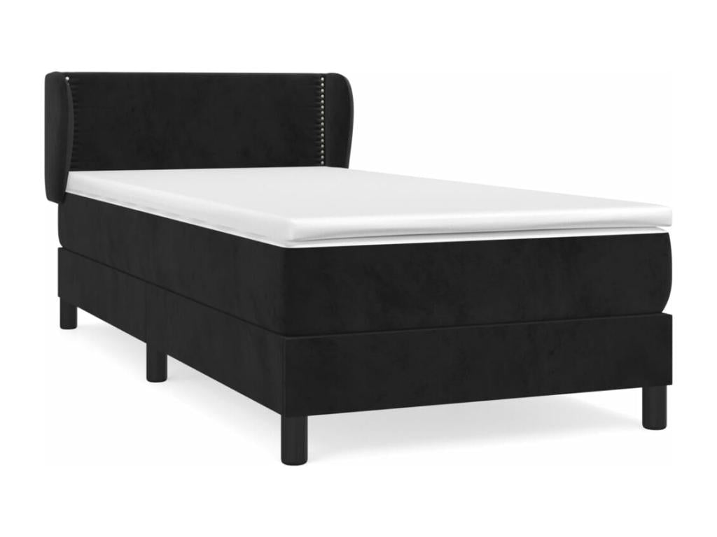 Lit à sommier tapissier avec matelas Noir 90x200 cm Velours