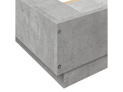 Cadre de lit et Vertchezères LED sans matelas gris béton 140x190 cm