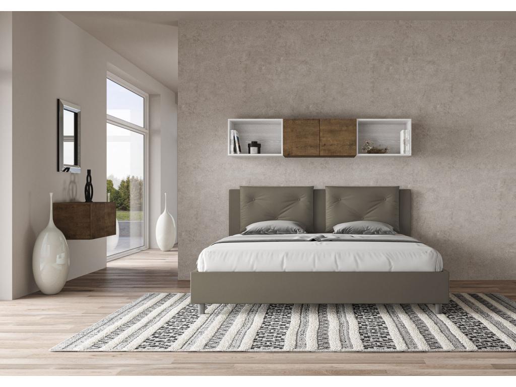 Lit Vertchez taille coffre rembourré 200x200 similicuir cappuccino Vertchez