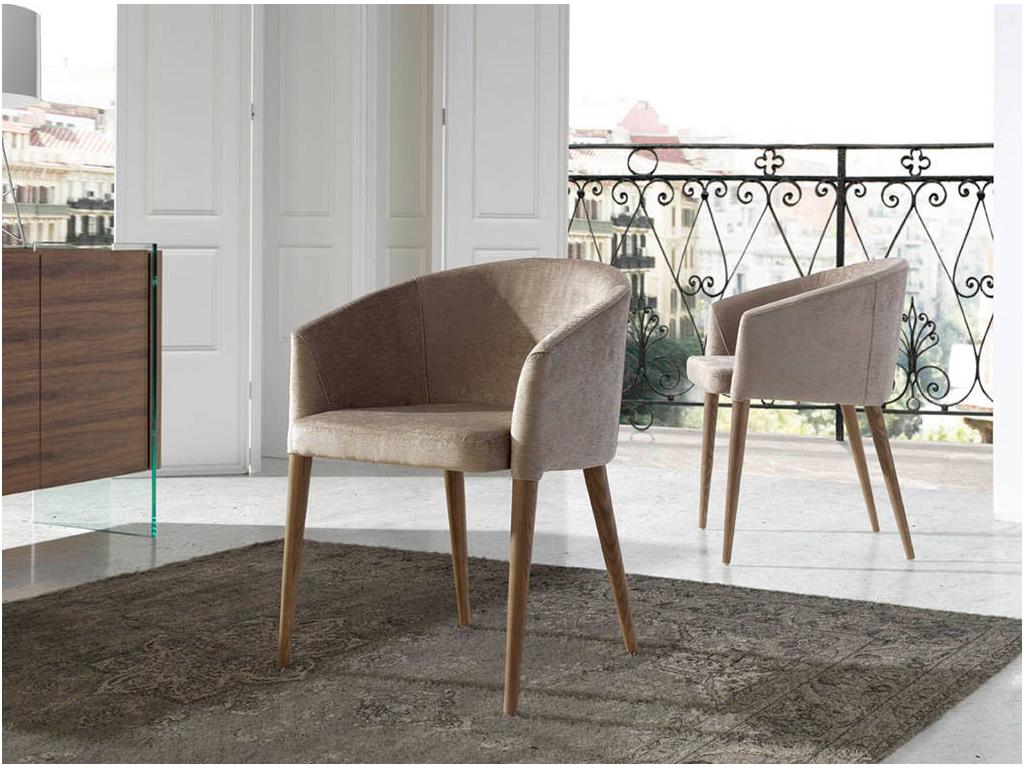 Fauteuil bois noyer et tissu Meublita - Lot de 2-Couleur Meublita 54