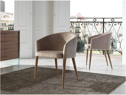 Fauteuil bois noyer et tissu Meublita - Lot de 2-Couleur Meublita 54