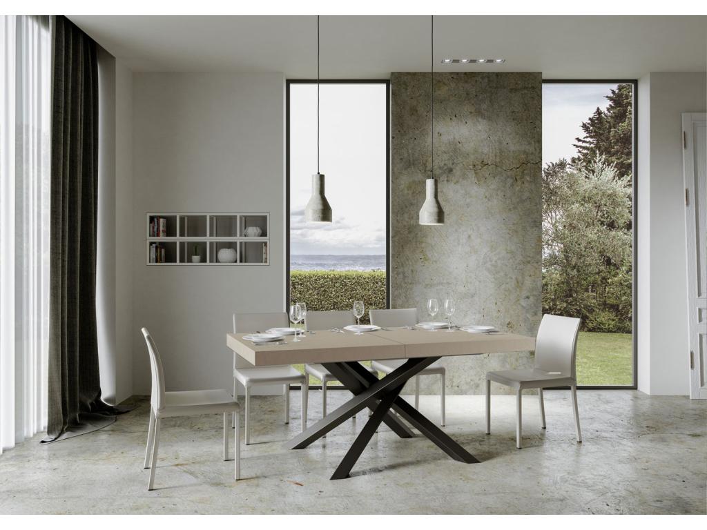 Table extensible 90x160/420 cm Volantis cachemire pieds anthracite