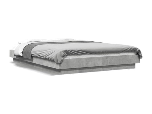 Cadre de lit et Vertchezères LED sans matelas gris béton 140x190 cm