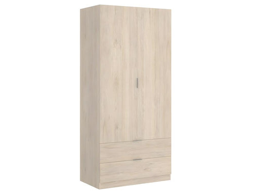 Armoire placard meuble de rangement coloris naturel - Longueur 81 x Hauteur 184 x Profondeur 52 cm