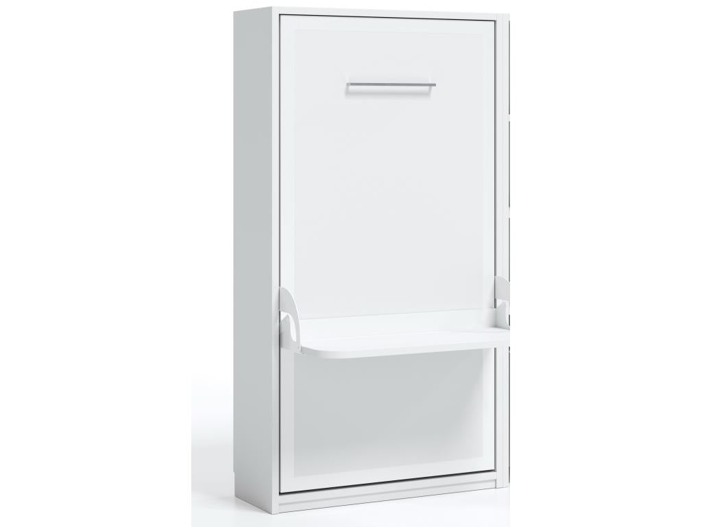 Lit escamotable vertical 140x190 avec bureau Studante-Façade Chêne gris