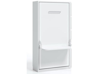 Lit escamotable vertical 140x190 avec bureau Studante-Façade Chêne gris