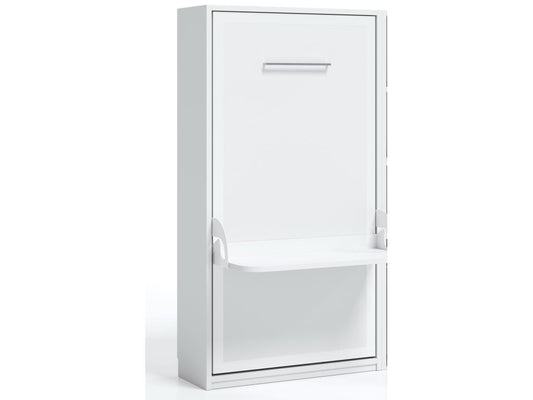 Lit escamotable vertical 140x190 avec bureau Studante-Façade Chêne gris