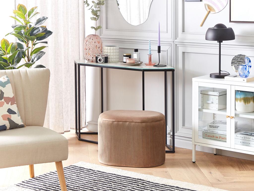 Pouf de rangement Vertchez Velours 55 cm 35 cm Beige