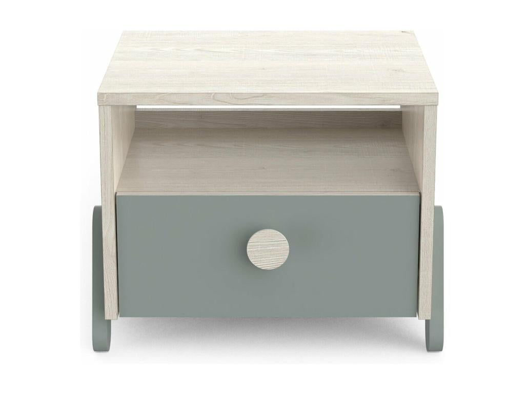 Chevet Scandinave 1 Tiroir 1 Niche L39 cm Bois et Vert - Vertchez
