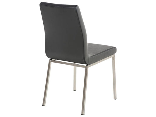 Lot de 2 chaise salle à manger - Similicuir / Acier inoxydable - Noir - Meublita
