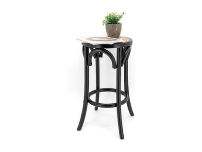 Tabouret en bouleau et cannage rotin