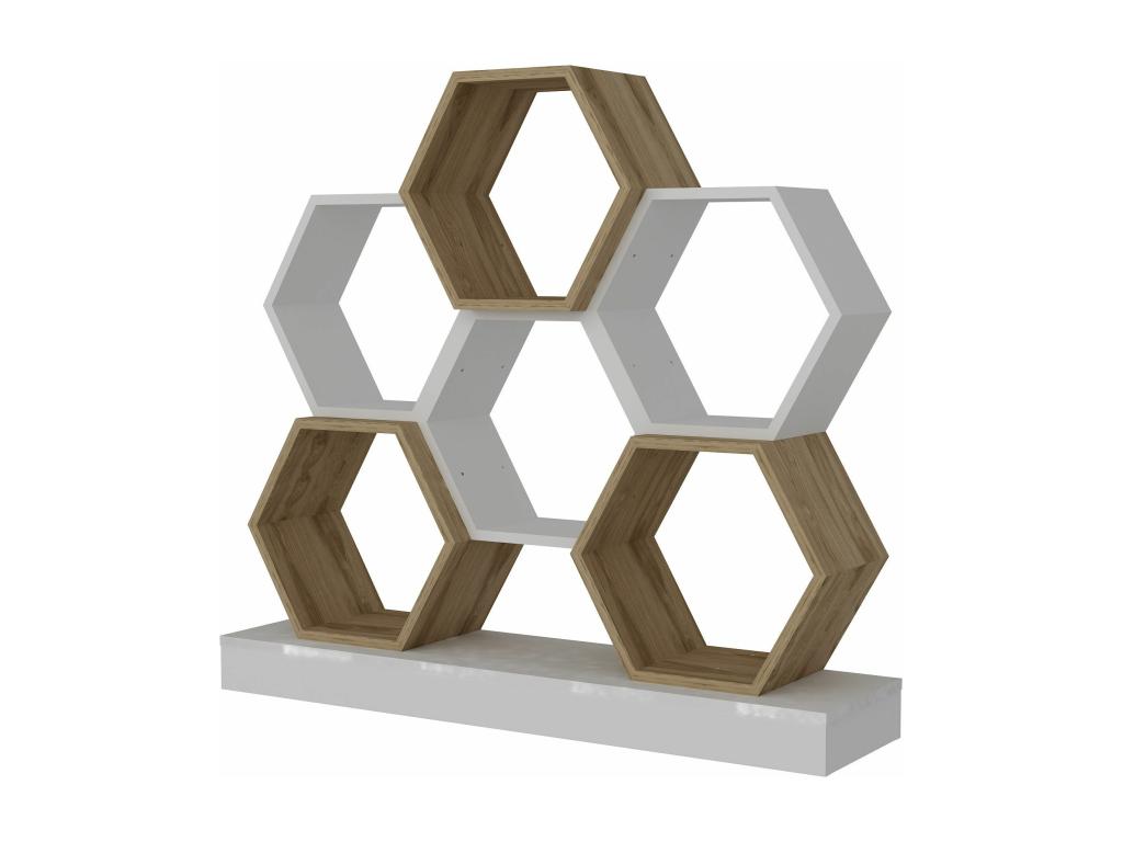 étagère bibliothèque design Meublita L120xH109cm Bois Clair et Blanc