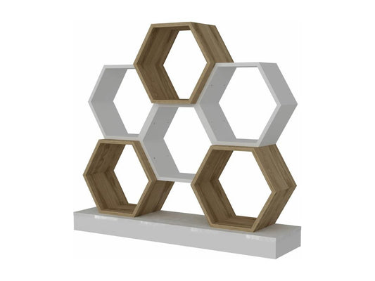 étagère bibliothèque design Meublita L120xH109cm Bois Clair et Blanc