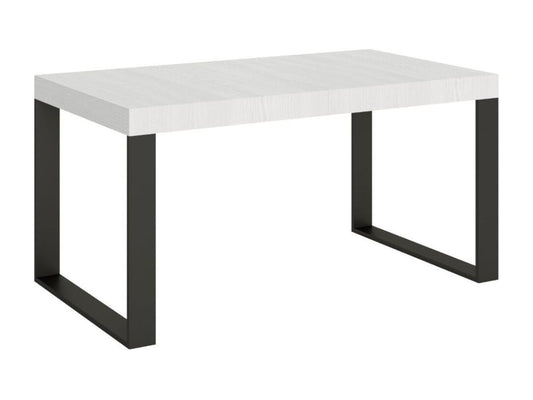 Table à manger extensible Meublita-Couleur Blanc-Support 4 pieds-5 rallonges fines-Largeur extensible 160 à 420cm