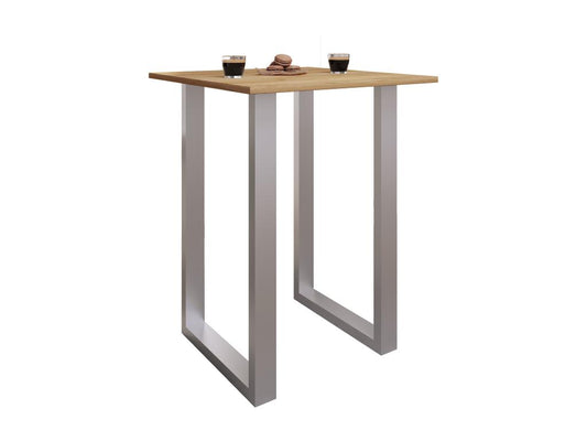 Vertchez Premium bois alu table de bar table haute table de bistrot table de bar Xona 80x50 cm argent / chêne miel