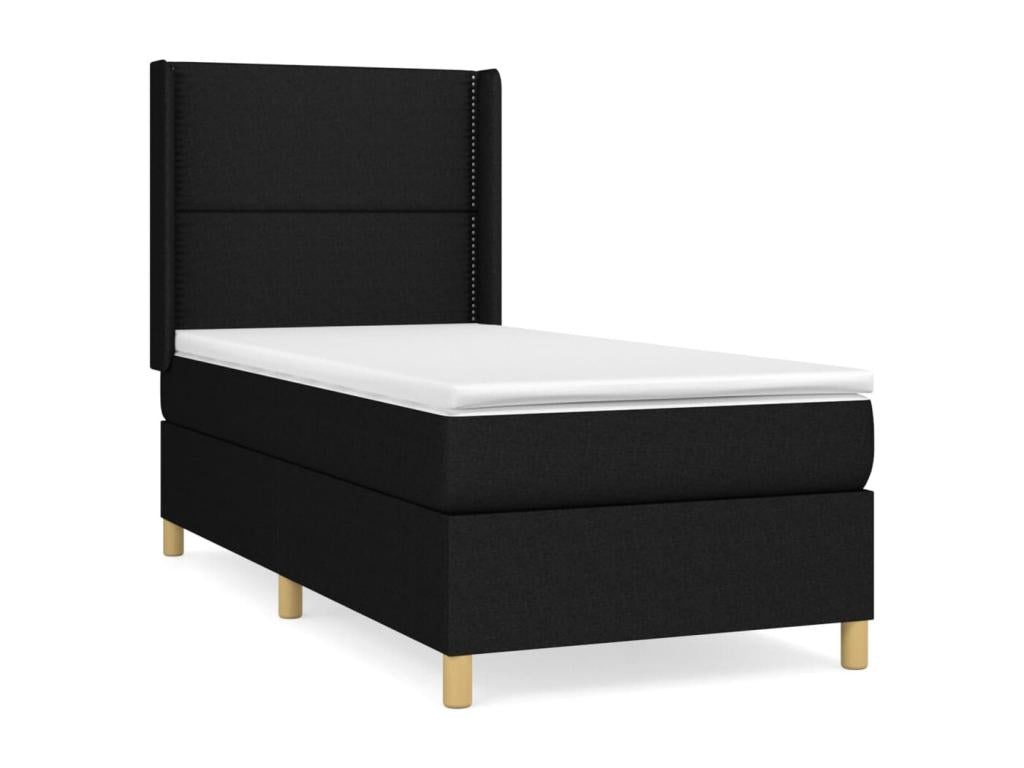 Lit à sommier tapissier et matelas Noir 80x200 cm Tissu